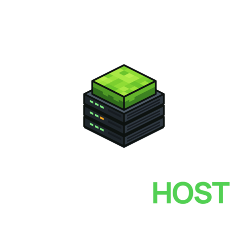 Logo MinecraftHost na výšku pro tmavé pozadí