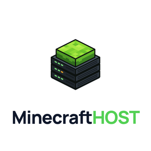 Logo MinecraftHost na výšku pro světlé pozadí